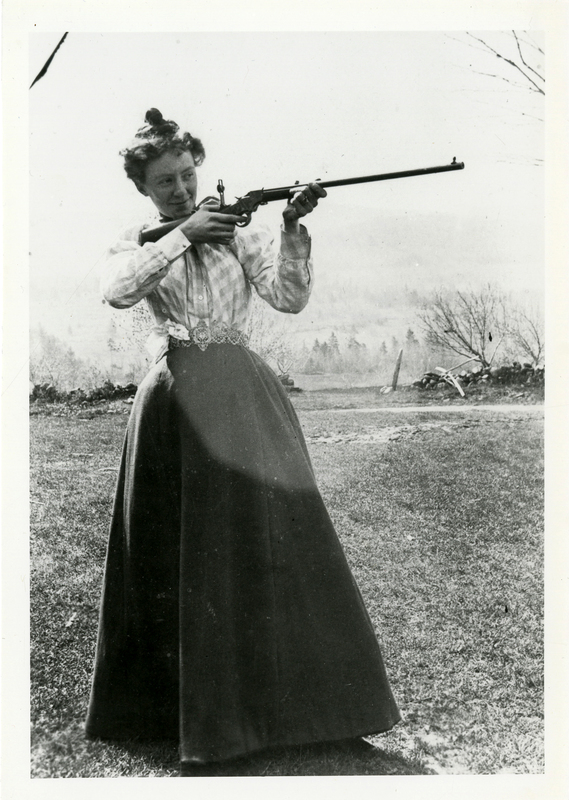 Edith Farr holding a gun