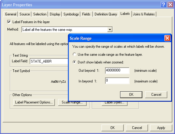 screenshot of label tab