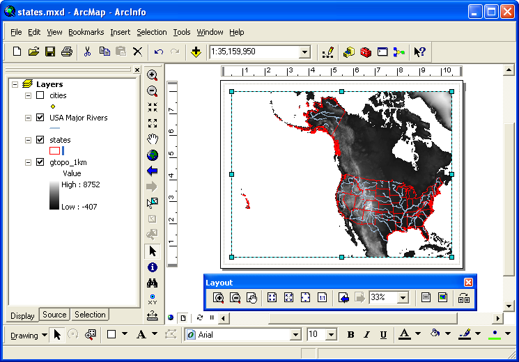 screenshot of layout view